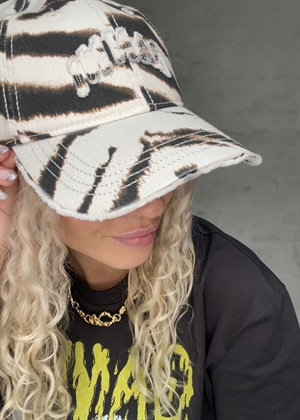 Printed zebra washed cotton canvas cap Egret B3020236 Ganni 